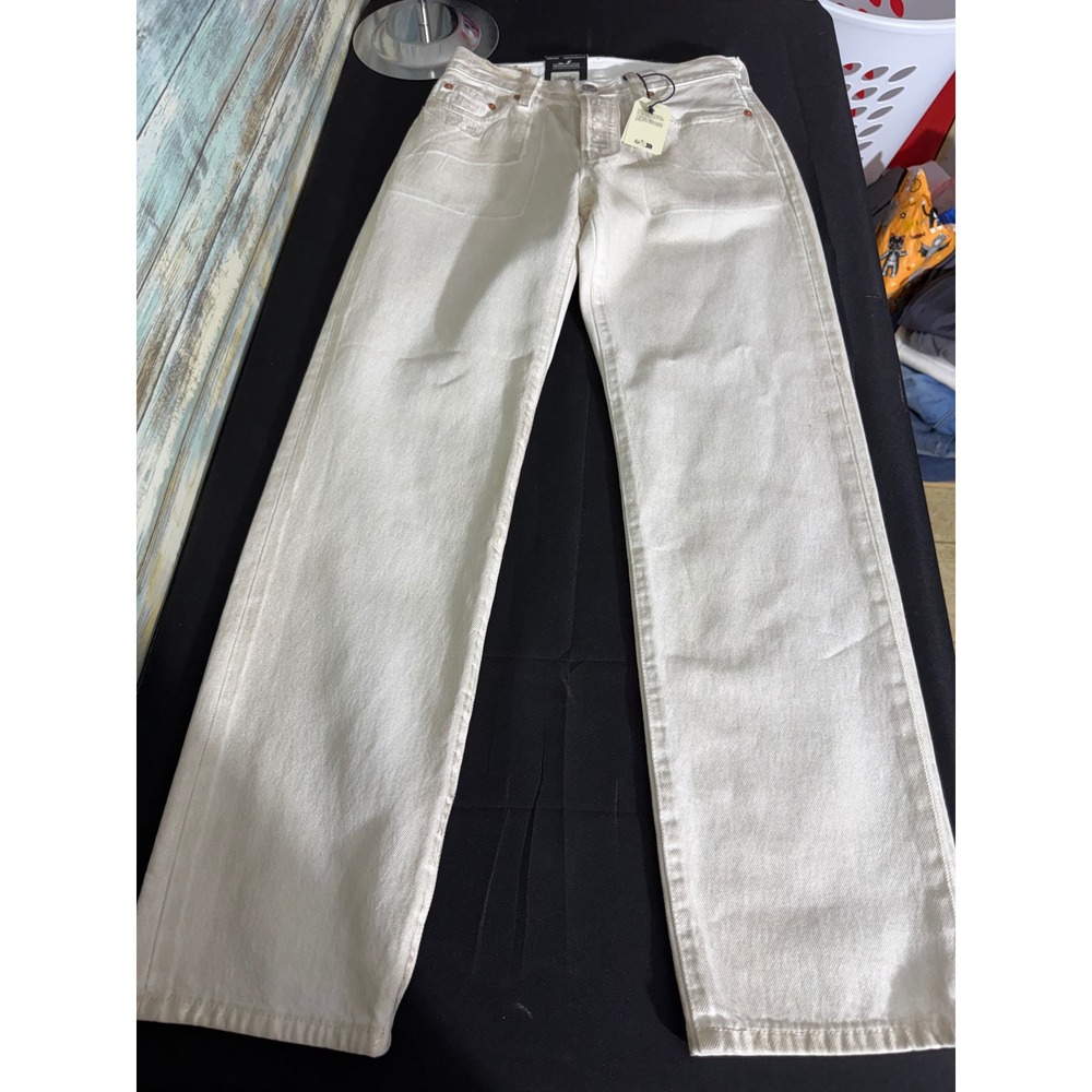 Levi's Premium 501 '90s Jeans 24x30 White Silver Metallic Foil NWT Straight Leg